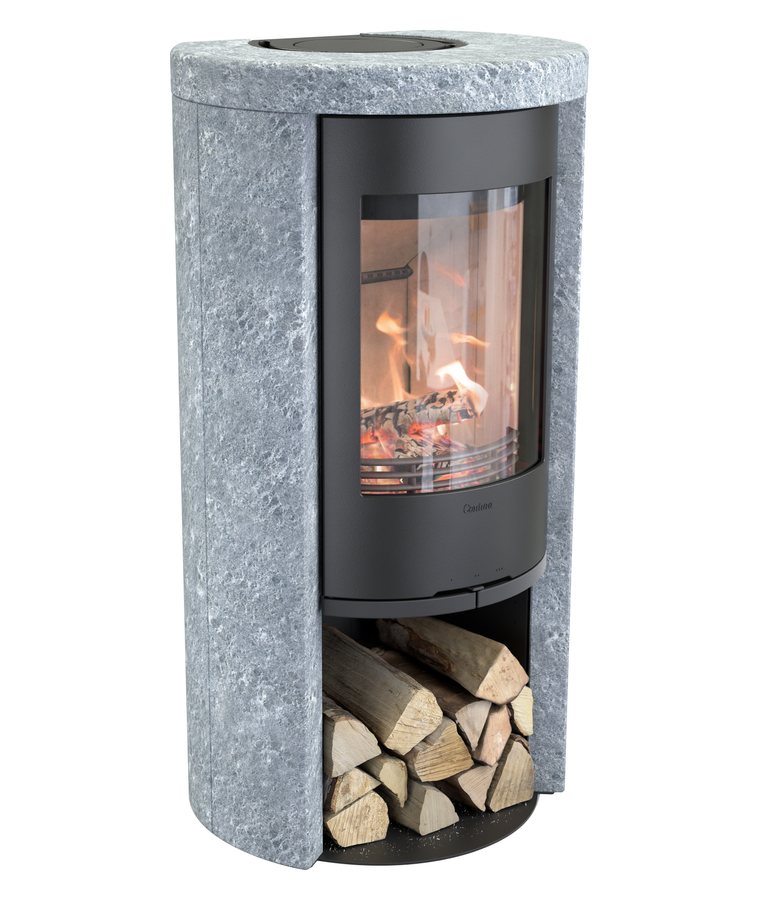 Contura 520T Style woodburning stove with soapstone surround